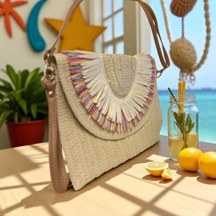 Bolso ANDEL de paja beige perfil