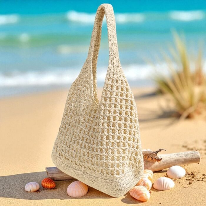 Bolso ROLIA Grande Blanco en la playa